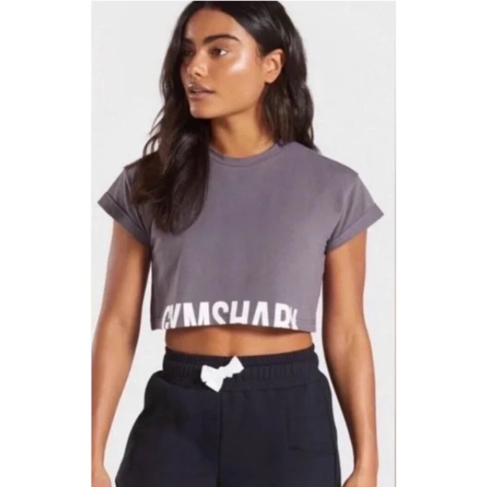 Gymshark Fraction Crop Top Small Grey